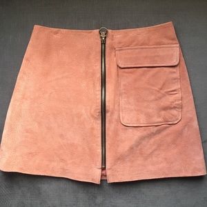 Suede A-line mini skirt
